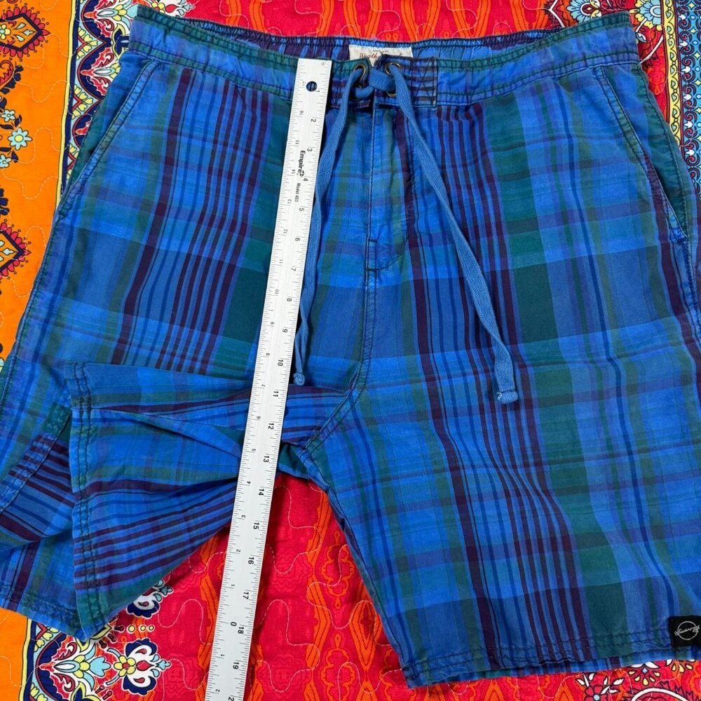 Weatherproof Drawstring Hybrid Casual Shorts Men 32 Blue Green Plaid - Picture 3 of 12